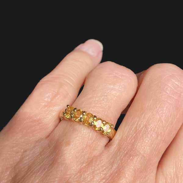Five Stone Yellow Sapphire Ring in Gold - Boylerpf