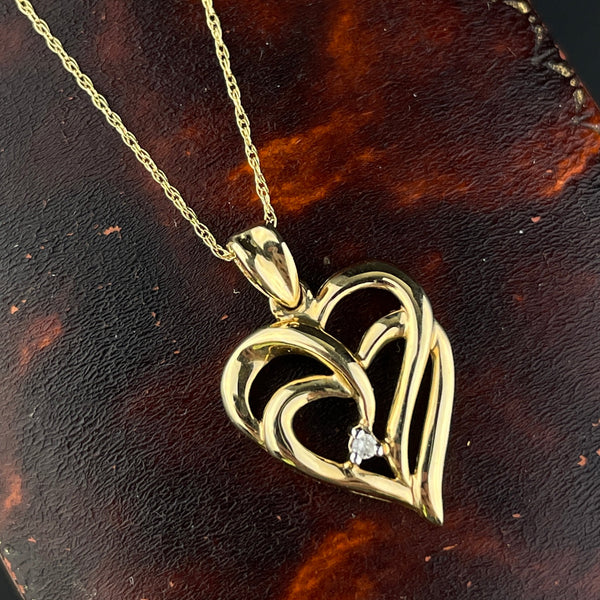 Double Heart Diamond Pavé Necklace in 10K Yellow Gold (0.03ct tw) –  Ann-Louise Jewellers