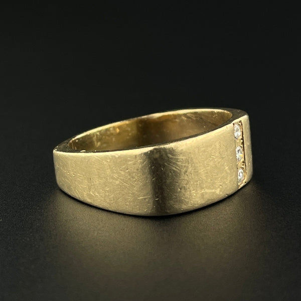 Vintage Heavy 14K Gold Diamond Wide Band Ring, Sz 8 1/4 - Boylerpf