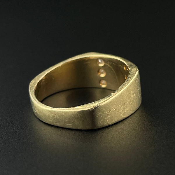 Vintage Heavy 14K Gold Diamond Wide Band Ring, Sz 8 1/4 - Boylerpf
