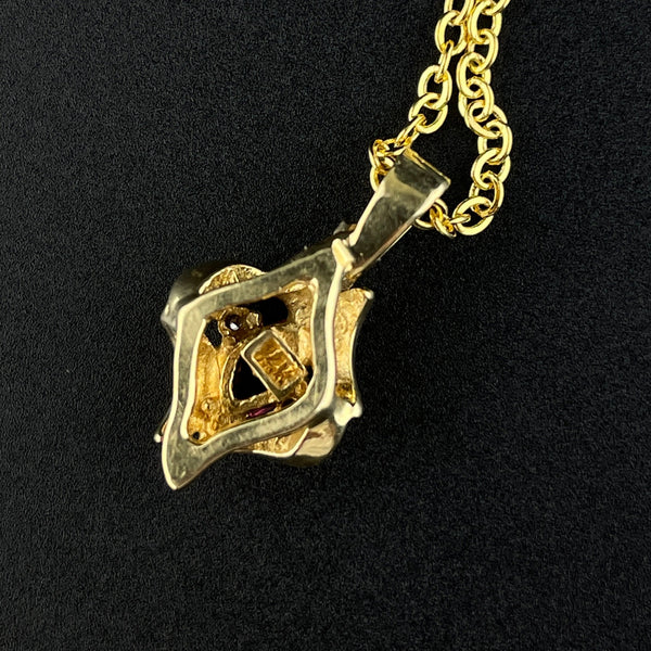 Ruby Diamond 14K Gold Charm Pendant Necklace - Boylerpf