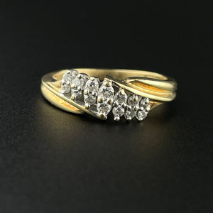 Vintage 14K Gold Diamond Bypass Ring, Sz 6 3/4 - Boylerpf