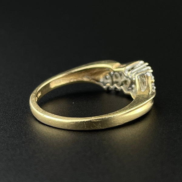 Vintage 14K Gold Diamond Bypass Ring, Sz 6 3/4 - Boylerpf