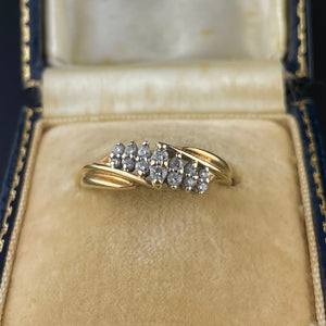 Vintage 14K Gold Diamond Bypass Ring, Sz 6 3/4 - Boylerpf