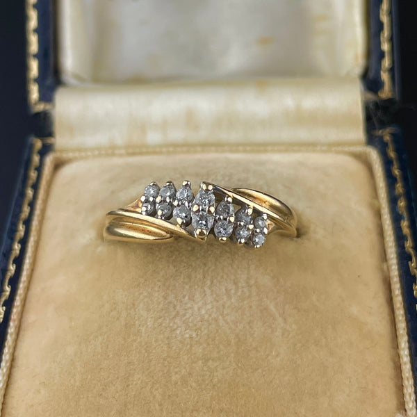 Vintage 14K Gold Diamond Bypass Ring, Sz 6 3/4 - Boylerpf