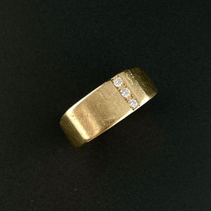 Vintage Heavy 14K Gold Diamond Wide Band Ring, Sz 8 1/4 - Boylerpf