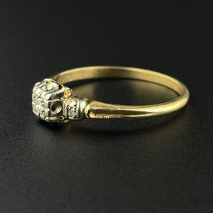 14K Yellow & White Gold Art Deco Diamond Engagement Ring, Sz 8 - Boylerpf