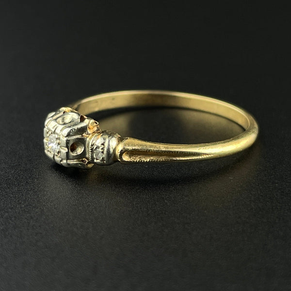 14K Yellow & White Gold Art Deco Diamond Engagement Ring, Sz 8 - Boylerpf