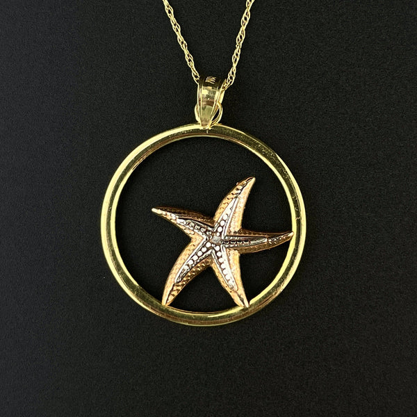 Vintage 14K Gold Starfish Charm Pendant Necklace - Boylerpf