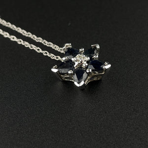 10K White Gold Diamond Sapphire Star Pendant - Boylerpf