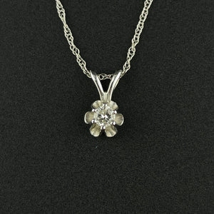 Vintage 10K White Gold Buttercup Diamond Pendant - Boylerpf