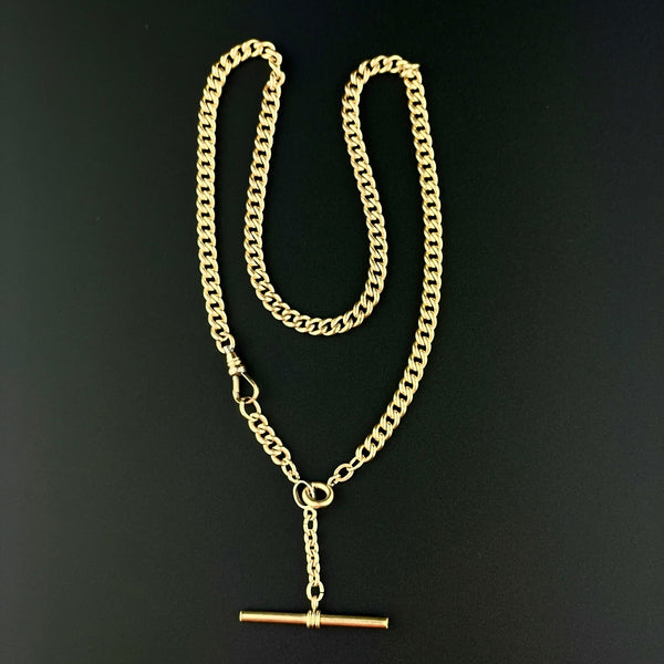 12K Rolled Gold Double Albert Pocket Watch Chain Necklace - Boylerpf