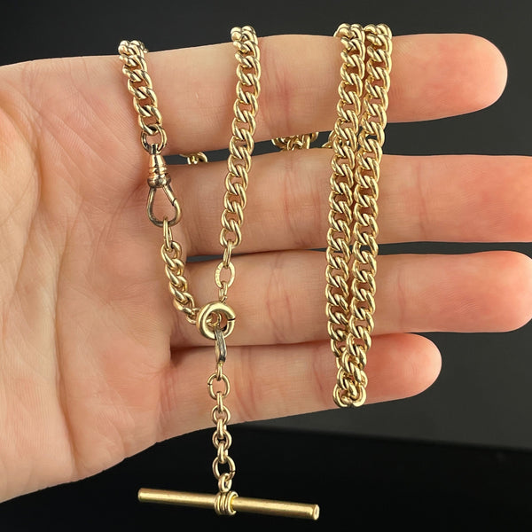 12K Rolled Gold Double Albert Pocket Watch Chain Necklace - Boylerpf