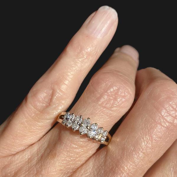 Two Row Chevron Diamond Ring in 14K Gold – Boylerpf