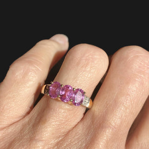 Vintage Diamond Pink Sapphire Ring in 14K Gold - Boylerpf