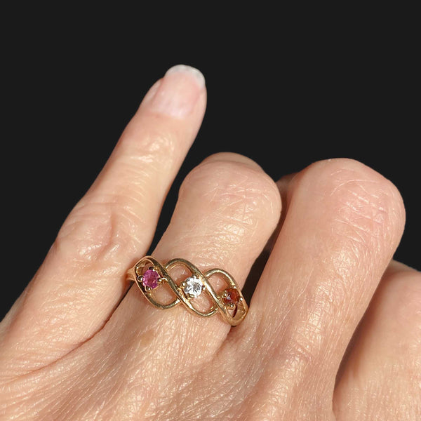 Ruby Garnet Spinel Infinity Ring in 10K Gold - Boylerpf