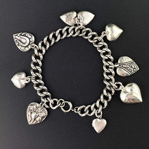 Vintage Puffed/Puffy Heart Charm Bracelet Style 2