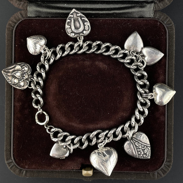 Vintage Mid 20th Century Matte Gold Charm Bracelet | Chairish