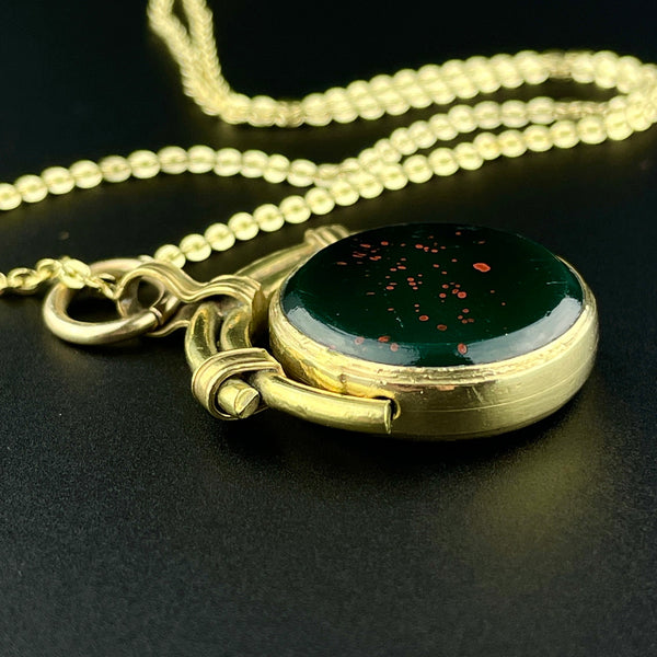 Spinner Pendant Necklace - Dark Gunmetal, Red & Black Gems - Stim Jewelry