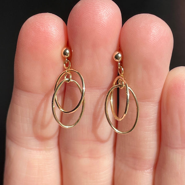 10K Solid Gold Double Hoop Stud Earrings - Boylerpf