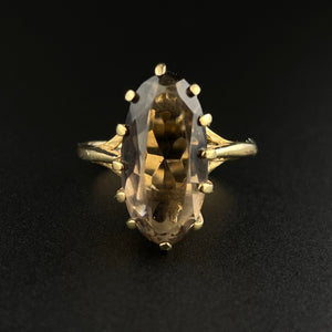 Vintage 10K Gold Smoky Quartz  Statement Ring, Sz 5 - Boylerpf