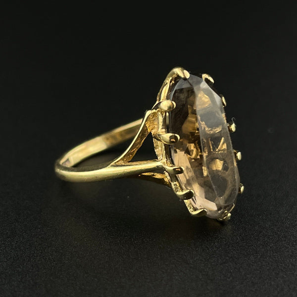 Vintage 10K Gold Smoky Quartz  Statement Ring, Sz 5 - Boylerpf
