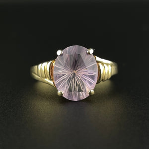 Vintage 10K Gold Specialty Cut Amethyst Cocktail Ring, Sz 6 - Boylerpf