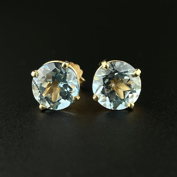 14K Gold Blue Topaz Stud Earrings - Boylerpf