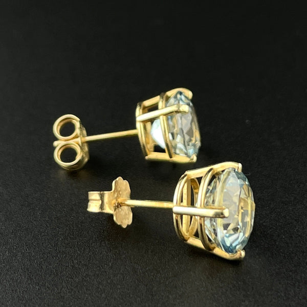 14K Gold Blue Topaz Stud Earrings - Boylerpf