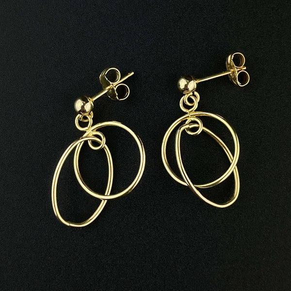 10K Solid Gold Double Hoop Stud Earrings - Boylerpf