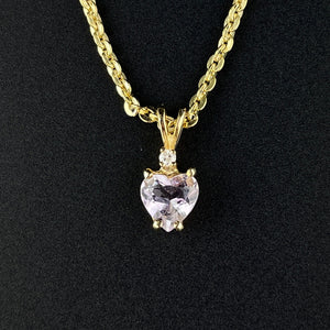 Vintage 14K Gold Diamond Amethyst Pendant Necklace - Boylerpf