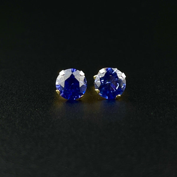 Vintage 14K Gold Tanzanite Stud Earrings - Boylerpf