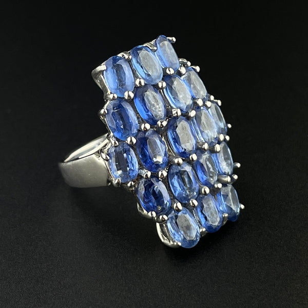 Vintage Sterling Silver Blue Sapphire Cluster Ring, Sz 7 3/4 - Boylerpf