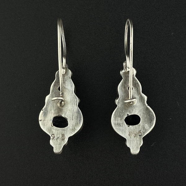 Vintage Arts and Crafts Style Silver Iolite Earrings - Boylerpf