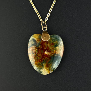 9K Gold Scottish Moss Agate Pendant Necklace - Boylerpf