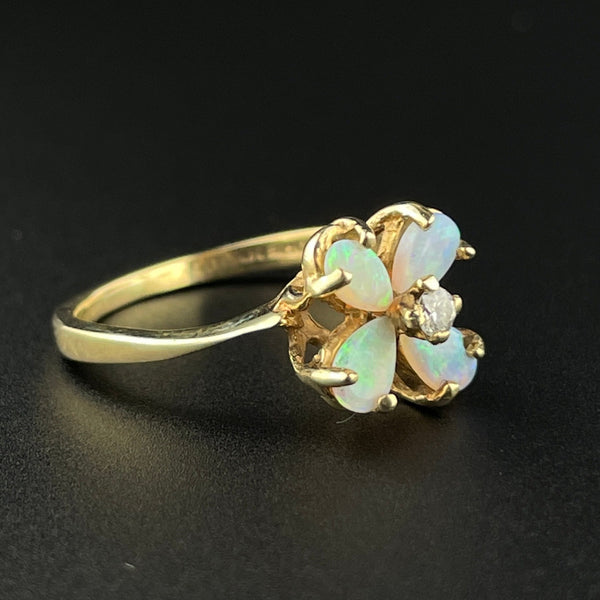 10K Gold Diamond Opal Flower Ring, Sz 6 3/4 - Boylerpf