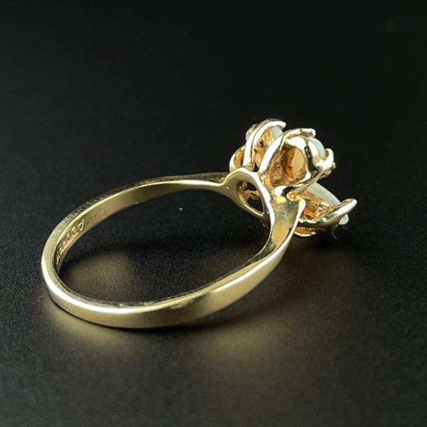 10K Gold Diamond Opal Flower Ring, Sz 6 3/4 - Boylerpf