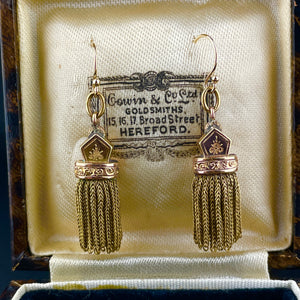 Antique Albertina 14K Gold Watch Chain Tassel Fob Earrings - Boylerpf