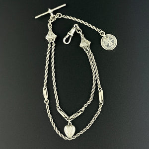 Antique Sterling Silver Albertina Watch Chain Bracelet - Boylerpf
