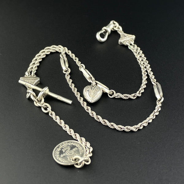 Antique Sterling Silver Albertina Watch Chain Bracelet - Boylerpf