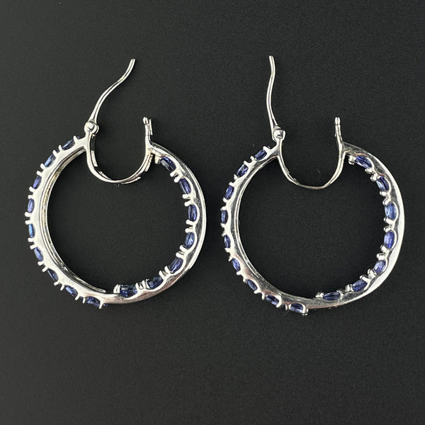 Vintage Silver Inside Out Tanzanite Hoop Earrings - Boylerpf