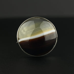 Silver Scottish Banded Agate Brooch Pendant - Boylerpf