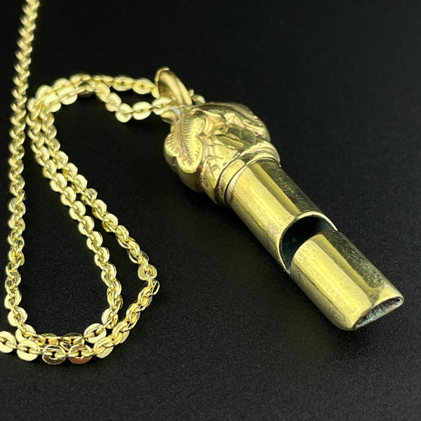Antique Rolled Gold Acorn Whistle Pendant Necklace - Boylerpf