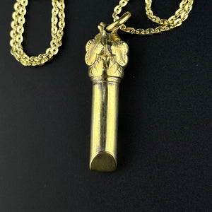 Antique Rolled Gold Acorn Whistle Pendant Necklace - Boylerpf