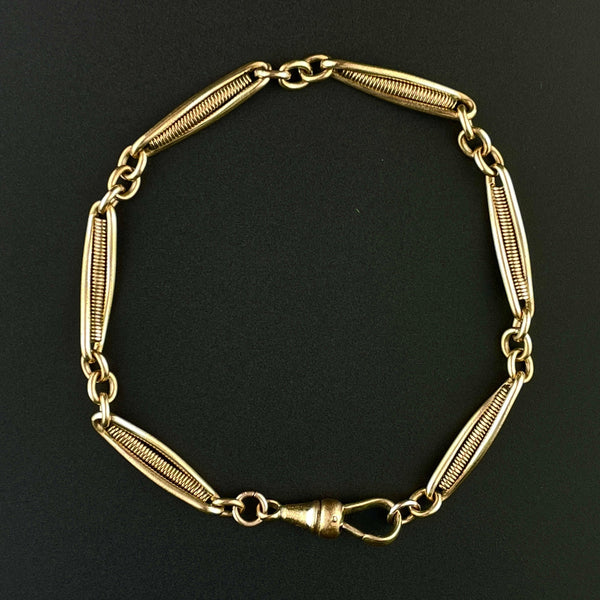 Antique Edwardian Trombone Fancy Link Watch Chain Bracelet - Boylerpf