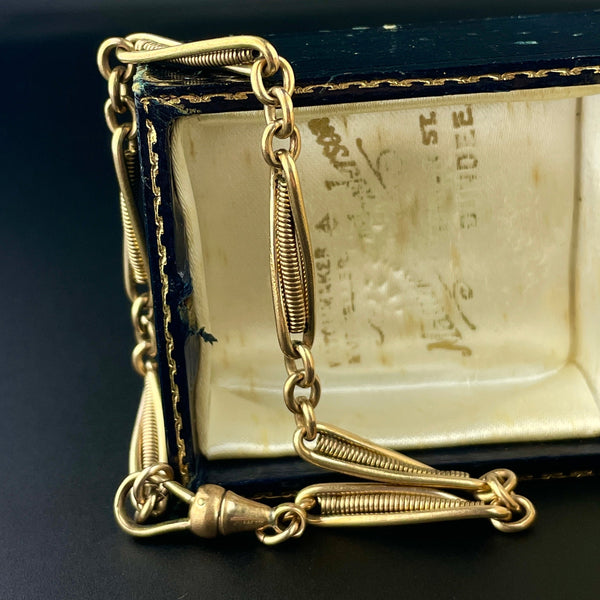 Antique Edwardian Trombone Fancy Link Watch Chain Bracelet - Boylerpf