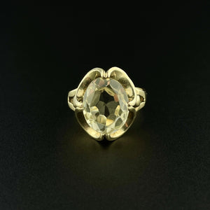10K Gold Green Spinel Art Deco Statement Ring, Sz 5 - Boylerpf