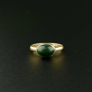 Vintage Art Deco 14K Gold Bloodstone Ring, Sz 1 - Boylerpf