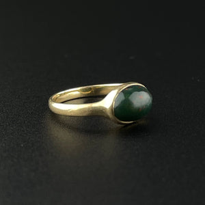 Vintage Art Deco 14K Gold Bloodstone Ring, Sz 1 - Boylerpf