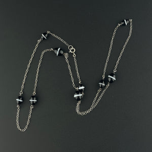 Antique Scottish Banded Agate Long Silver Necklace - Boylerpf